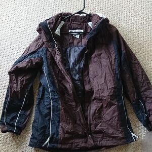 Columbia highly waterproof hooded jacket in brown size L